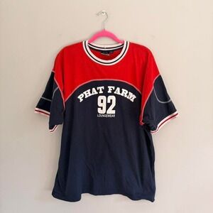 Y2K NAVY AND RED PHAT FARM SHORT SLEEVE T-SHIRT